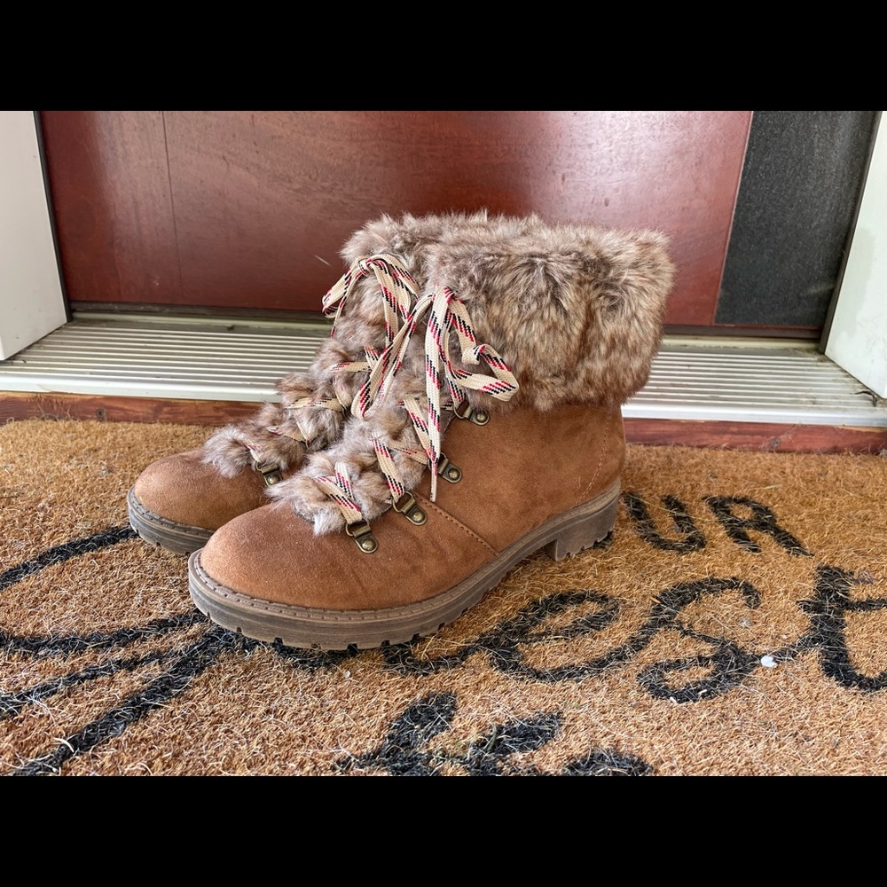 Faux Fur Suede Hiking Boots